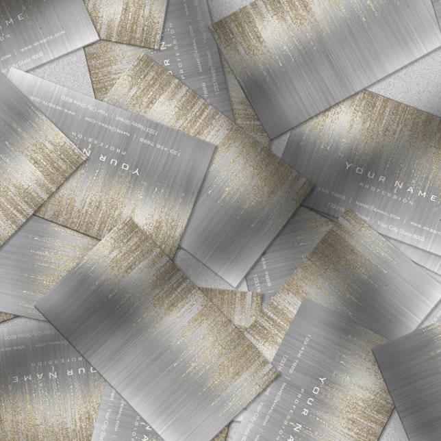 Cartão De Visita Cinza White Silver Matriz Dourada Metálica Cibre (Criador carregado)