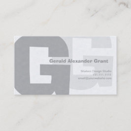 Cartão De Visita Cinzas azuis grandes retros elegantes G