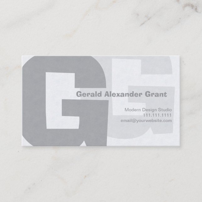 Cartão De Visita Cinzas azuis grandes retros elegantes G (Frente)