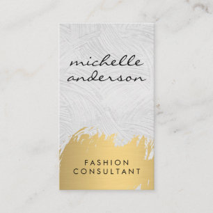 Cartão De Visita Cinzas Brancas Douradas Brutas   Fashionista