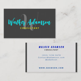 Cartão De Visita Cinzas Contemporâneas Modernas e Preto de Matriz