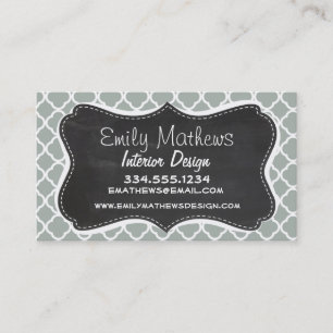 Cartão De Visita Cinzas De Alcoba Vintage; Cinza De Quatrefoil