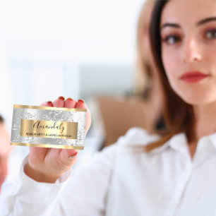 Cartão De Visita Cinzas de Cinzas de Compro de Beleza Marble Stroke