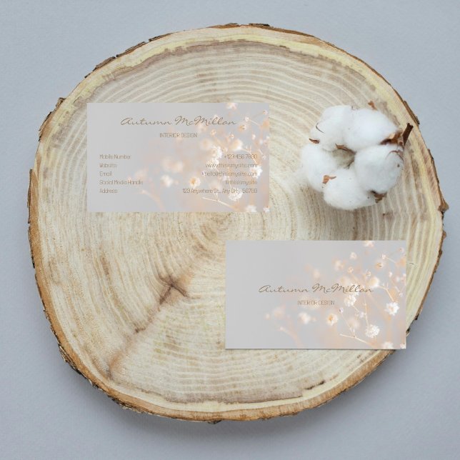 Cartão De Visita Cinzas de Flores de Campo Elegantes (Criador carregado)