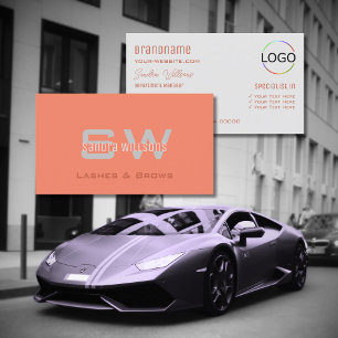 Cartão De Visita Cinzas de luz coral simples chic com monograma e l