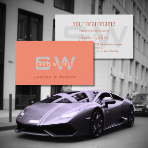 Cartão De Visita Cinzas de Luz Coral Simples com Monograma