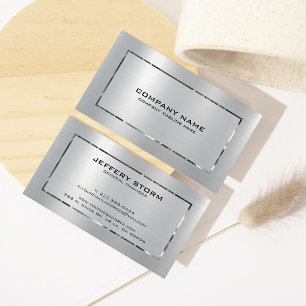 Cartão De Visita Cinzas de prata com textura de alumínio escovada