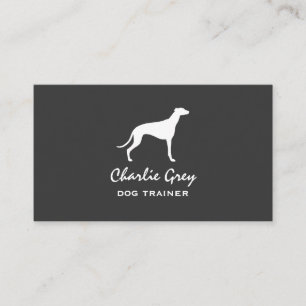 Cartão De Visita Cinzas de Silhueta de Cachorro Greyhound e Branco