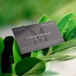Cartão De Visita Cinzas De Trincas Com Monograma Profissional<br><div class="desc">A cinza de cartão de visita de lâmina monograma com fontes de cinza contra a cinza de ardósias e seu nome,  título e informações de contato sobre sua inicial.</div>