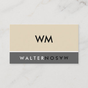 Cartão De Visita Cinzas do bege de Letra Lançamento Monograma