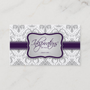 Cartão De Visita Cinzas do damasco elegante e roxo modernos da