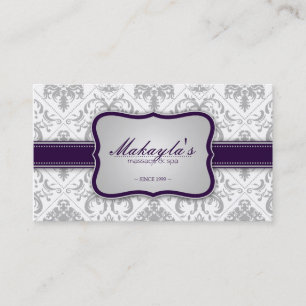 Cartão De Visita Cinzas do damasco elegante e roxo modernos da