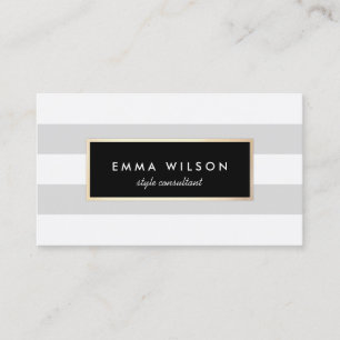 Cartão De Visita Cinzas Douradas De Luz Na moda Chic FAUX Striped