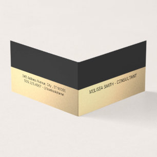 Cartão De Visita Cinzas Douradas simples profissionais