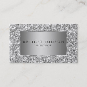 Cartão De Visita Cinzas Elegantes E Padrão De Brilhante Branca