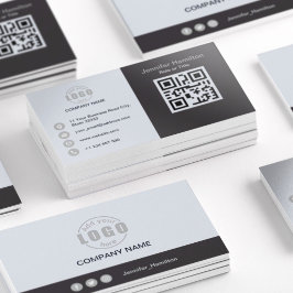 Cartão De Visita Cinzas profissionais adicione seu código QR de log