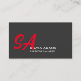 Cartão De Visita Cinzas Vermelhas Simples Monogramas Profissionais 