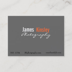 Cartão de visita cinzento, alaranjado e branco do