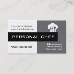 Cartão De Visita Cinzento minimalista do cozinheiro chefe pessoal,