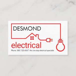 Cartão De Visita Circuito de Fio Elétrico Vermelho Residencial