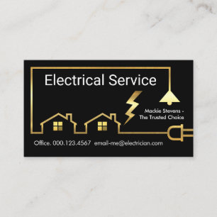 Cartão De Visita Circuito Elétrico Residencial de Energia a Ouro