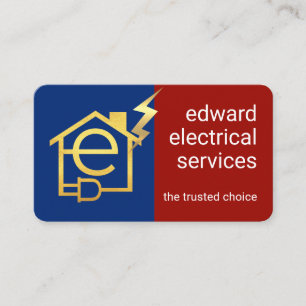 Cartão De Visita Circuito Elétrico Residencial Letra Dourada