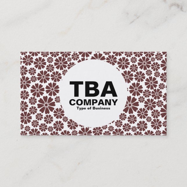 Cartão De Visita Círculo - 8 Pétalas - Castanho Escuro em Branco (Frente)