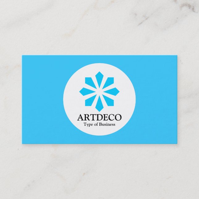 Cartão De Visita Círculo - Art Deco - Sky Blue (Frente)