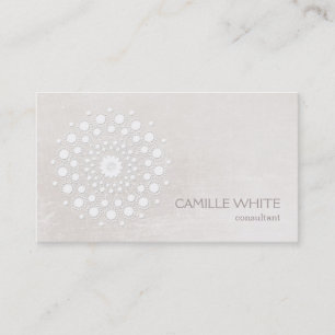 Cartão De Visita Círculo Branco Elegante Chic Mandala Ivory