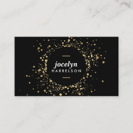 Cartão De Visita Círculo de Confetti Dourado Falso Espalhado a Pret