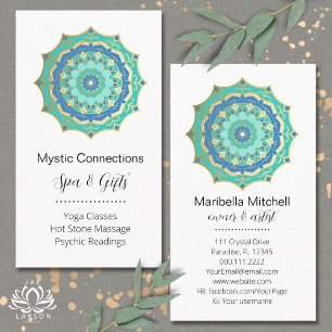 Cartão De Visita Círculo de Cura de Energia Mandala Azul Yoga Reiki