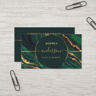 Cartão De Visita Círculo de logotipo Dourado de chip e brilho verde