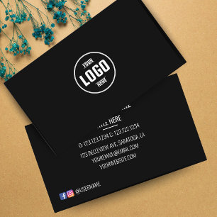 Cartão De Visita Círculo de logotipo personalizado preto minimalist