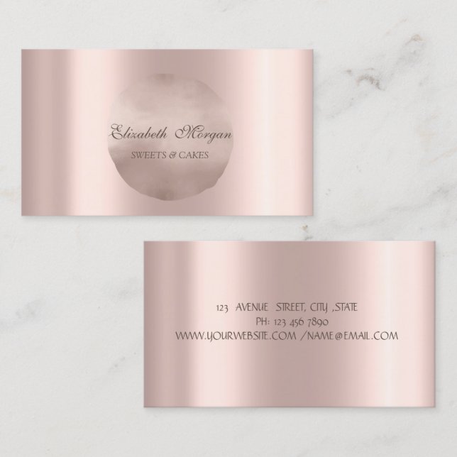 Cartão De Visita Círculo de Ouro Rosa Elegante e Simples Chic (Frente/Verso)