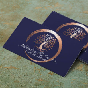 Cartão De Visita Círculo Dourado da Árvore Vida Ioga Bem-estar Spa 
