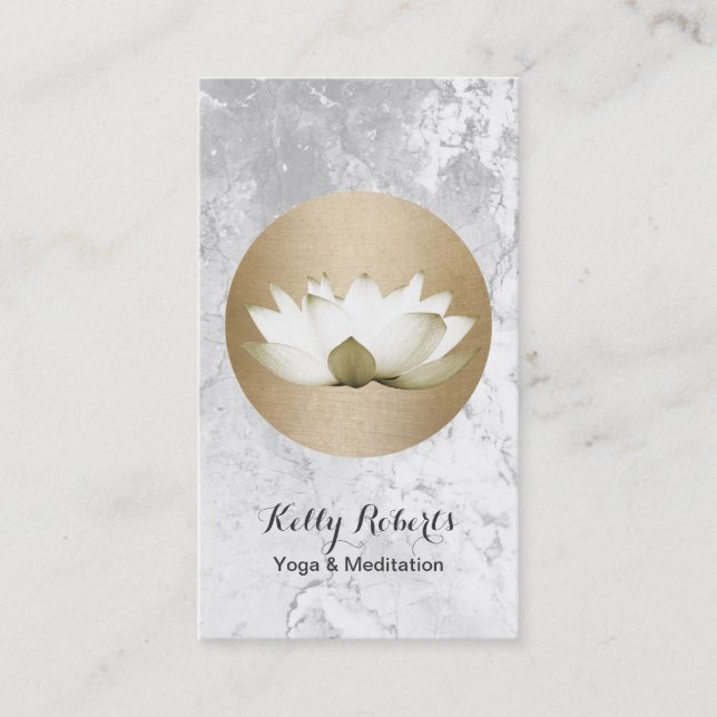 Cartão De Visita Círculo Dourado & Lotus do professor da ioga & da (Frente)