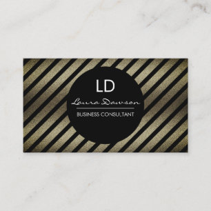 Cartão De Visita Círculo e faixas do monograma de glamour