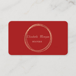 Cartão De Visita Círculo elegante, vermelho, Dourado moderno