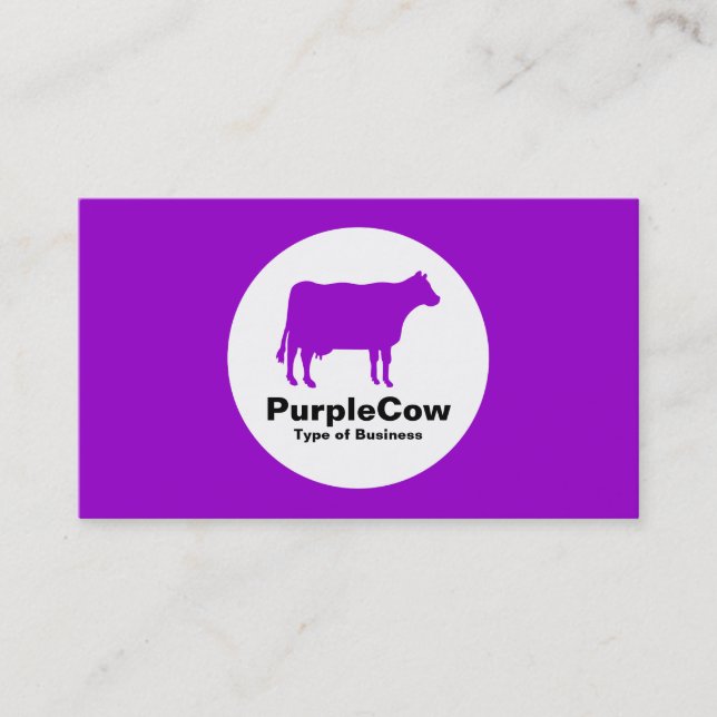 Cartão De Visita Círculo - Vaca - Roxo (Frente)