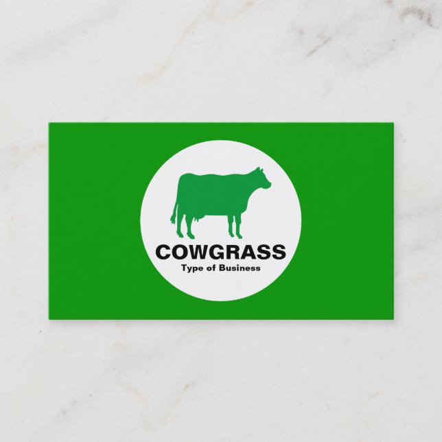Cartão De Visita Círculo - Vaca - Verde-Grama (Frente)