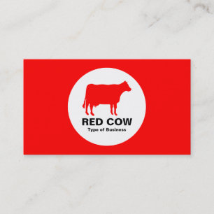 Cartão De Visita Círculo - Vaca - Vermelho