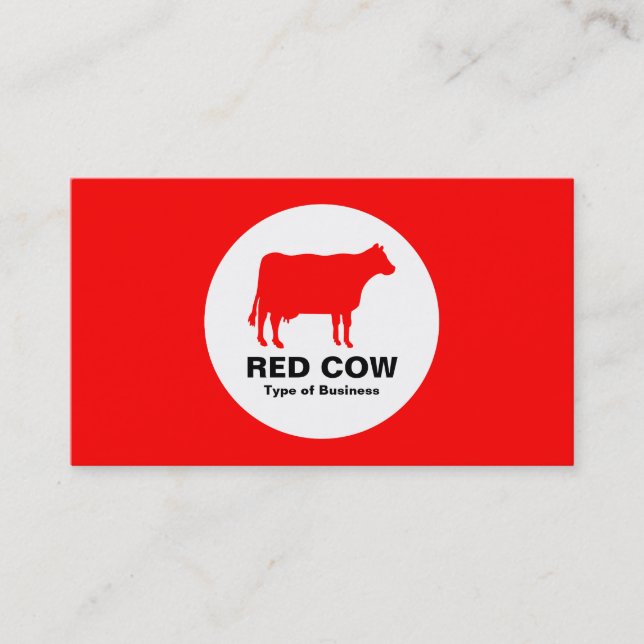 Cartão De Visita Círculo - Vaca - Vermelho (Frente)