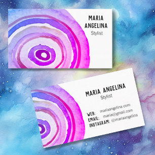 Cartão De Visita Círculos de Aquarela Abstrato púrpura