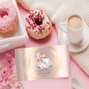 Cartão De Visita Círculos Dourados Misturadores de brilho Rosa de F