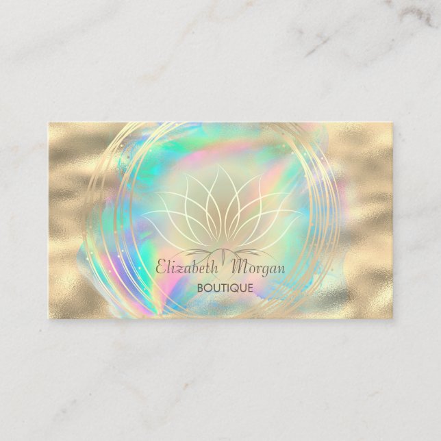 Cartão De Visita Círculos Dourados modernos Lotus Holographic Inc (Frente)