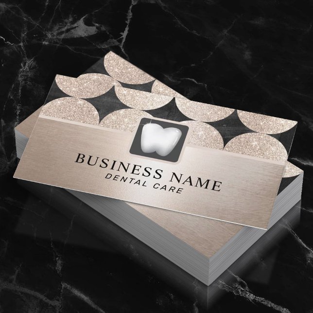 Cartão De Visita Circulos geométricos Dourados do luxo Dentista Cui (Criador carregado)