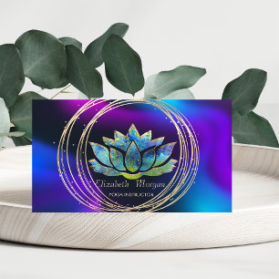 Cartão De Visita Círculos Profissionais Dourados Lotus Dark Hologra
