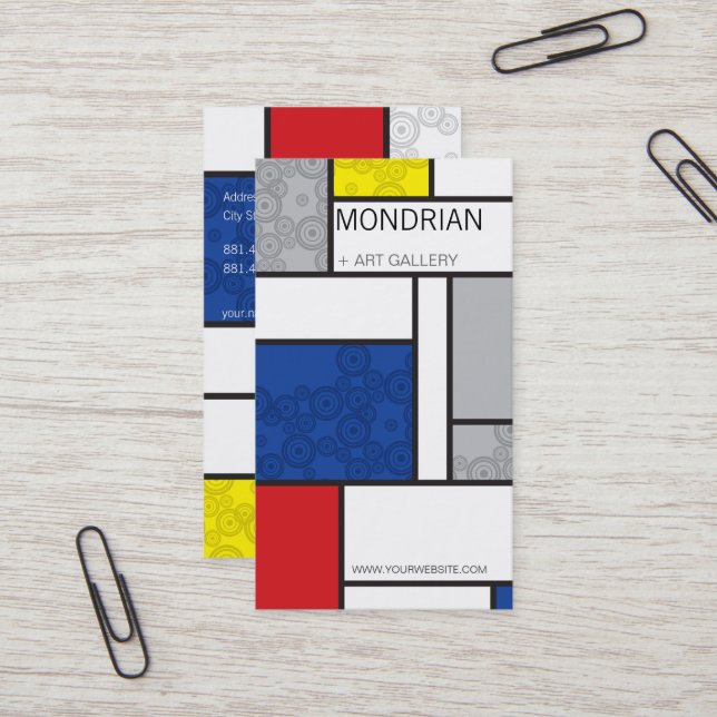 Cartão De Visita Círculos Retroativos De Arte Minminimalista Mondri (Frente/Verso In Situ)