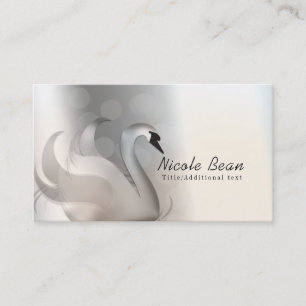 Cartão De Visita Cisne Branco & Prata Elegante Chic Personalizado