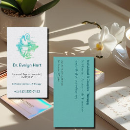 Cartão De Visita Cisne vintage em reflexão - terapeuta